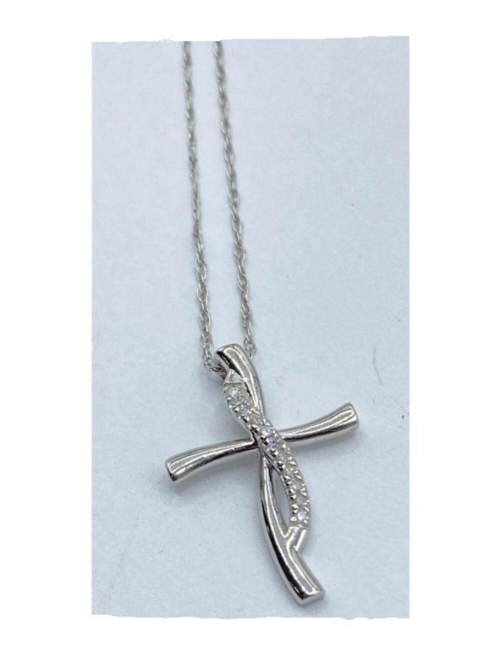 Sterling Silver 925 Moissanite 20" Cross Pendant Chain Statement Necklace